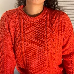 Orange Madewell cable knit sweater